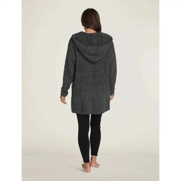 Barefoot Dreams Boucle Hooded Cardigan Carbon Gray Open Front Sz S / M - Picture 3 of 8